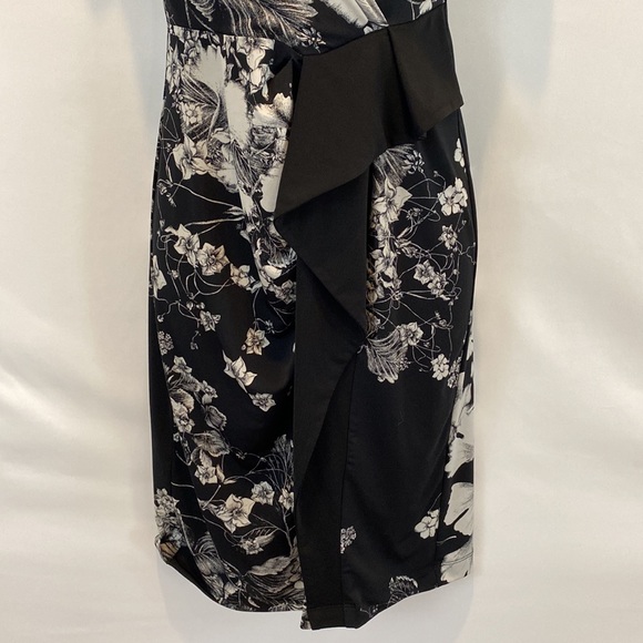 BCBGMAXAZRIA Laudy v-neck midi dress with black and white florals size XS - Picture 6 of 14